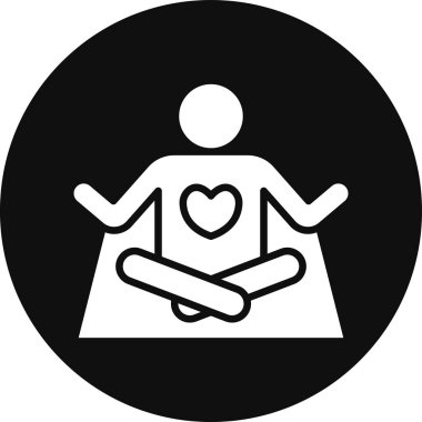 Yoga pozisyonunda kalbi olan bir kadının vektör çizimi