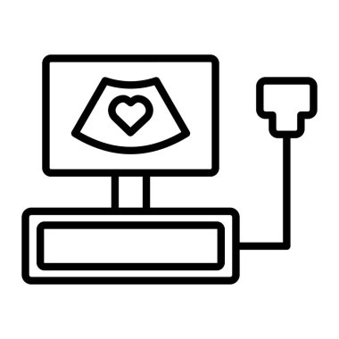 Kalp çizgisi simgesi, kalp çizgisi çizgisi çizimi konsepti, doğrusal sembol,