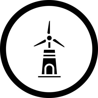 Yel değirmeni modern simgesi çizgi sanatının vektör çizimi