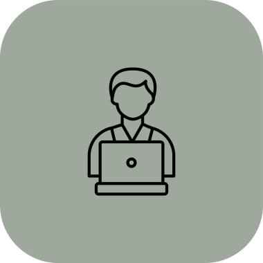 dizüstü bilgisayar kutsal kişilerin resmi, vektör çizim ile adam