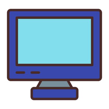 Mavi ekran vektör illüstrasyon tasarımı ile bilgisayar monitörü