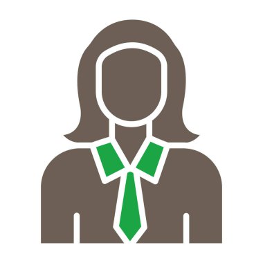 İş kadını ikonu. Düz dizayn. 10 saniye.