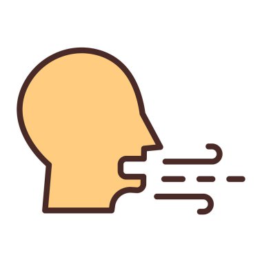 Ağzı ve kabarcık ağızlı renk çizgisi çizen adam.