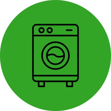 çamaşır makinesi simgesi, vektör illüstrasyonu