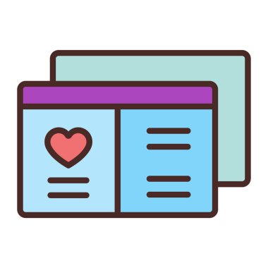 Kalp ikonlu aşk mektubu. kalp vektör simgesi renginde izole edilmiş aşk ana hatları