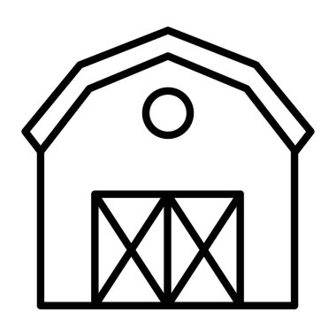 Beyaz arkaplanda izole edilmiş ahır simgesi ve vektör illüstrasyonu