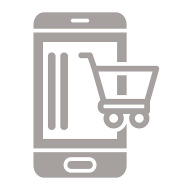 at arabası simgesi olan cep telefonu, satır vektör illüstrasyonu