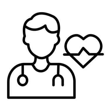 hemşire doktor kalp ikonu, taslak biçimi