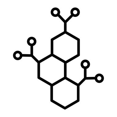 Moleküler yapı vektör simgesi. Taslak vektör çizgisi sembolü. izole edilmiş sınır sembolü çizimi