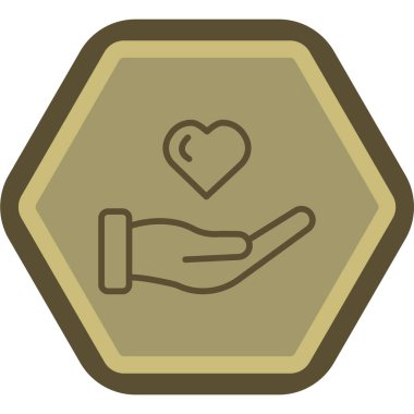 kalp bakımı elleri yuvarlak vektör simgesi