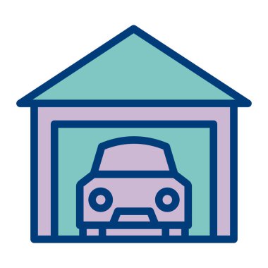 Araba garajı ikonu. Web için garaj vektör simgelerinin özet çizimi