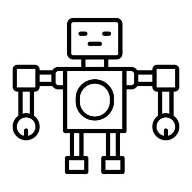 Robot robot ikonu. Beyaz arkaplanda izole edilmiş web tasarımı için robot vektör simgesi taslağı