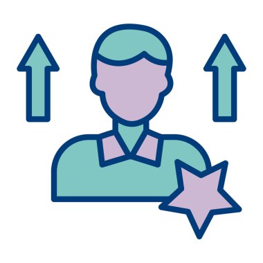 Beyaz arkaplanda izole edilmiş müşteri derecelendirme renk çizgisi simgesi.