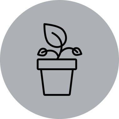 saksı çizgisi simgesindeki güzel bitki, vektör illüstrasyonu