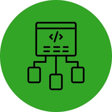 Kodlama simgesi. Web için basit bir yazılım kodlama simgesi çizimi