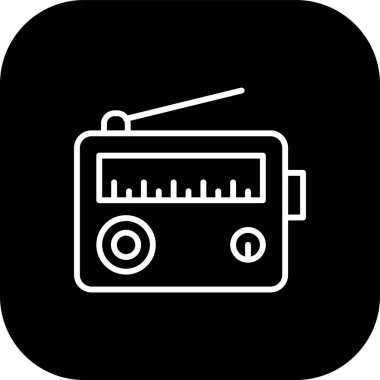 Web ve mobil uygulaması tasarımı, radyo logo kavramı için beyaz arka plan üzerinde izole radyo simge vektör