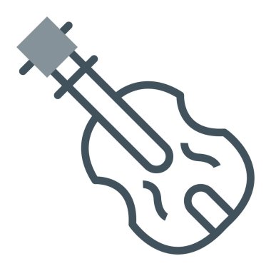 Keman müzik enstrümanı simgesi ana hat biçiminde