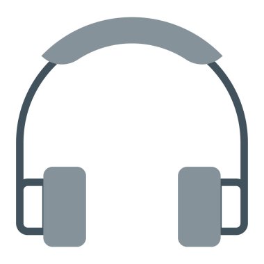 kulaklıklar düz simge vektör illüstrasyonu, müzik