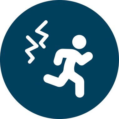 Koşan Adam simgesi. Vektör stili yuvarlak açıları, kobalt rengi, beyaz arka plan ile düz ikonik sembolü.