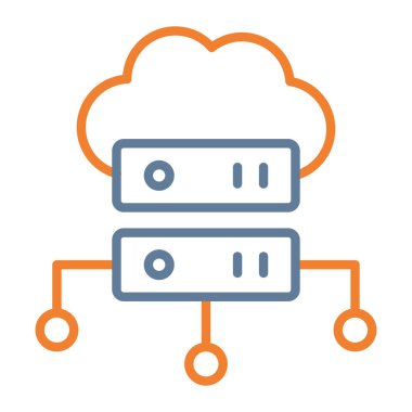 Bulut sunucusu simgesi. İnce çizgi biçimi illüstrasyonu, beyaz üzerinde izole edilmiş vektör