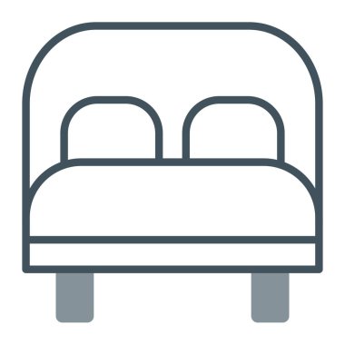 Yatak vektör simgesi. Tarz özet, sembol, işaret. Beyaz arkaplanda bir sembol