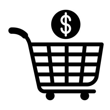 Alışveriş arabası ikon vektörü. Düz tabela.
