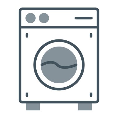 çamaşır makinesi simgesi, vektör illüstrasyonu