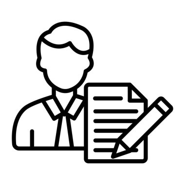 Belge satırı simgesine sahip iş adamı