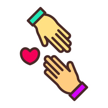 el ele tutuşan kalp vektör simgesi tasarımı