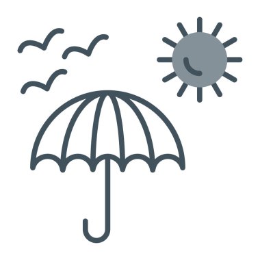 Ağ ve cep telefonunuz için beyaz arkaplanda şemsiye simgesi çizimi