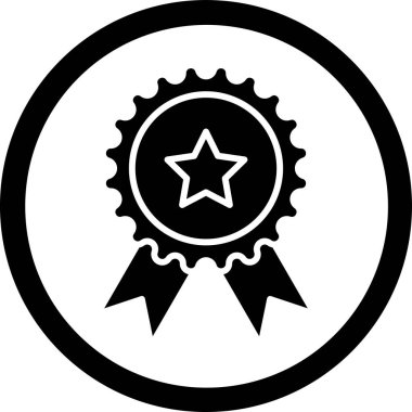 Madalya vektör ikonu. biçim düz daire içine alınmış sembol, siyah renk, yuvarlak açılar, beyaz arkaplan.