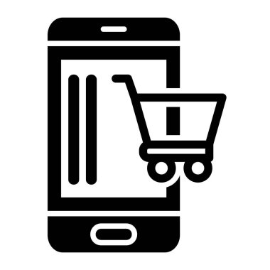 Mobil Alışveriş Ağı simgesi, vektör illüstrasyonu