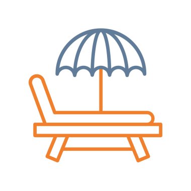 sandalye ve plaj şemsiyesi ince çizgi çizimi