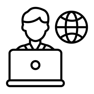 İnternet vektör simgesi. Beyaz arkaplanda ana hatlı vektör çizimi sembolü. çevrimiçi web biçimi.