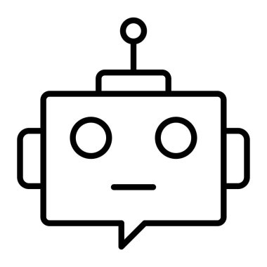 Taslak biçimli robot simgesi beyaz arkaplanda izole edildi. İllüstrasyon sembolü