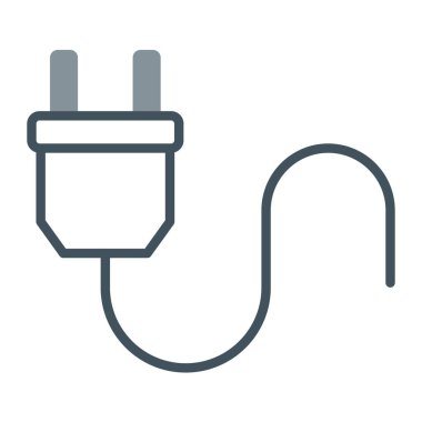 Elektrik kablo hattı simgesi, elektrik kablosu konsepti, beyaz arka planda kablo kablosu vektör işareti, mobil biçim ve web konsepti için buji simgesi