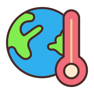 Küresel ısınma renk ikonu vektörü. Küresel iklim işareti. izole edilmiş sembol çizimi