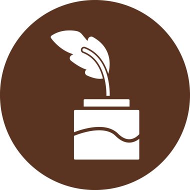 Saksıda yapraklar olan bitkinin vektör simgesi