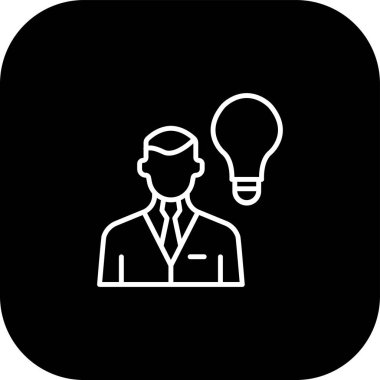 Evrak çantalı iş adamı, siyah arkaplanda fikir simgesi