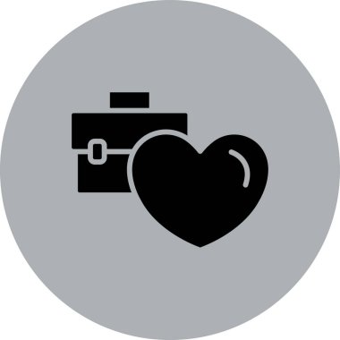 Kalp yassı simgesi, vektör illüstrasyonu