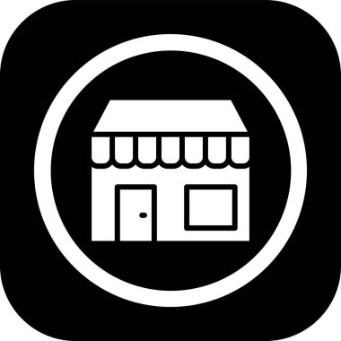 shop web düz simgesi, vektör illüstrasyonu