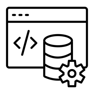 Web geliştirme çizgisi simgesi, konsept vektörü, dış hat sembolü, doğrusal işaret, sembol