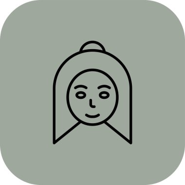 kız avatar çizgisi simgesi, vektör illüstrasyonu