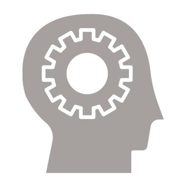 Gears'ı simge vektör. Düz sembolü, gri renkli, yuvarlak açılar, beyaz arka plan tarzıdır