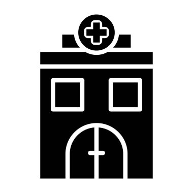 Hastane binası simgesi, basit stil