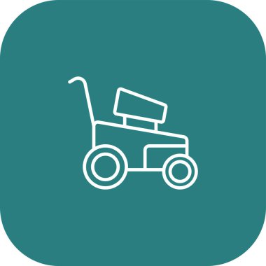 el arabası çizgi simgesi, vektör illüstrasyonu