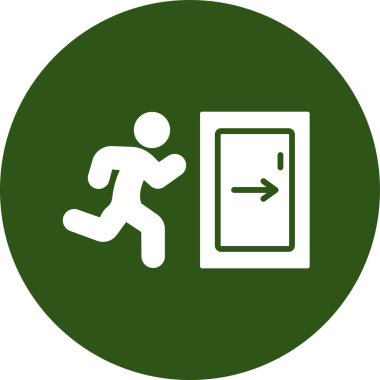 Çıkış simgesi. Vektör biçimi yuvarlak açılı düz ikonik semboldür, yeşil renk, beyaz arkaplan.