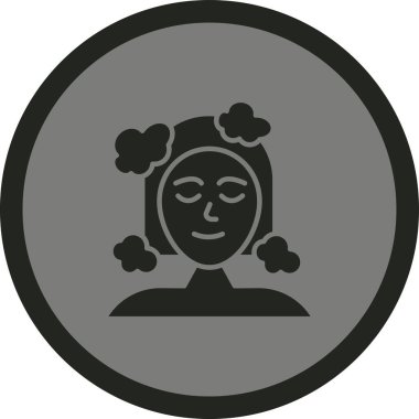 Yuvarlak çelenk ikonlu kadın, vektör illüstrasyonu