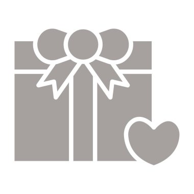 Kalp ve kurdele vektör ikonu tasarımlı hediye kutusu