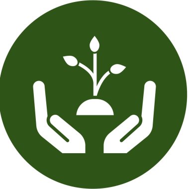 Bir bitki ikonu vektör illüstrasyonunu tutan el